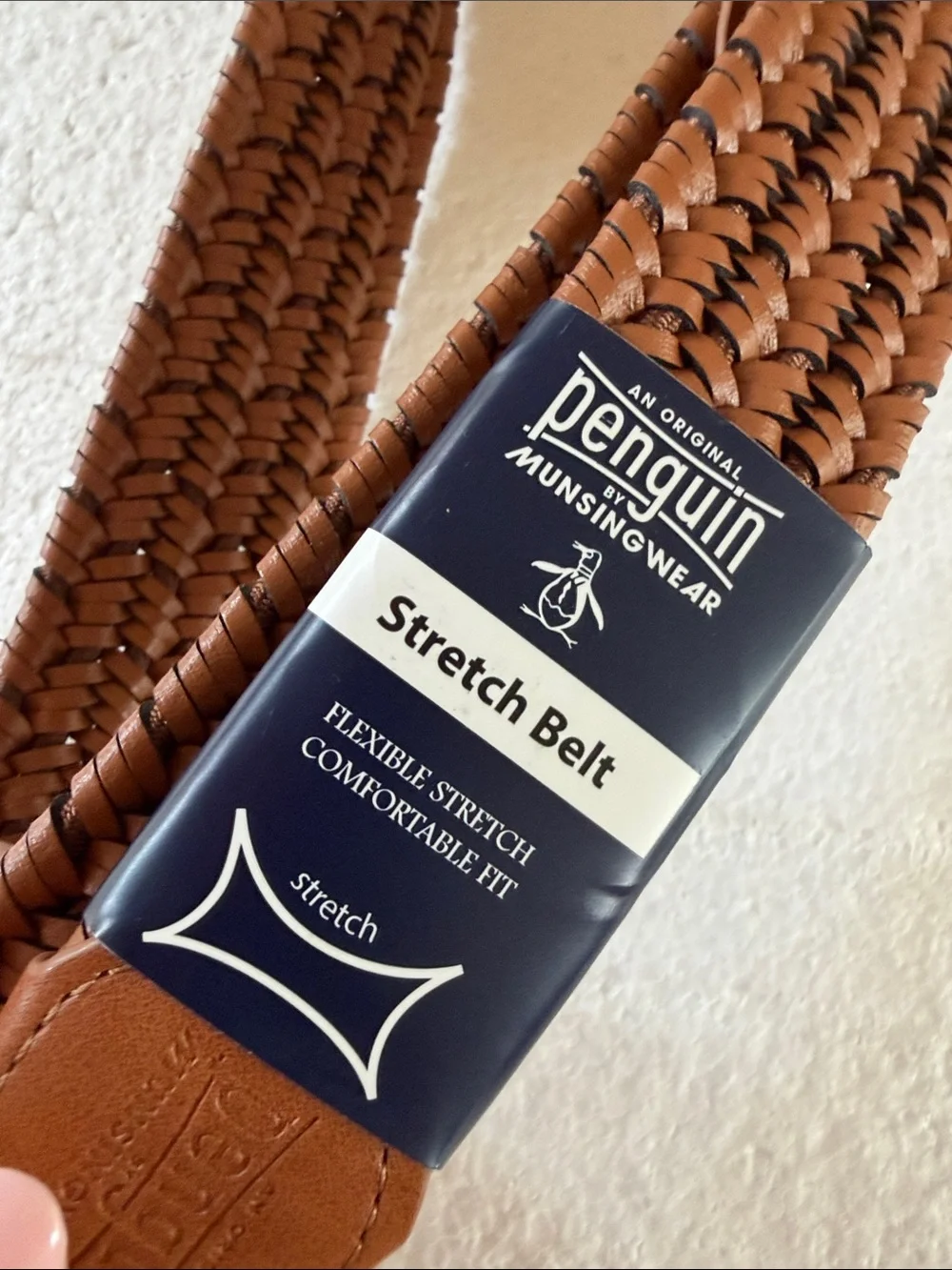 NWT Penguin leather Brown Stretch Woven Men's Belt 32/34